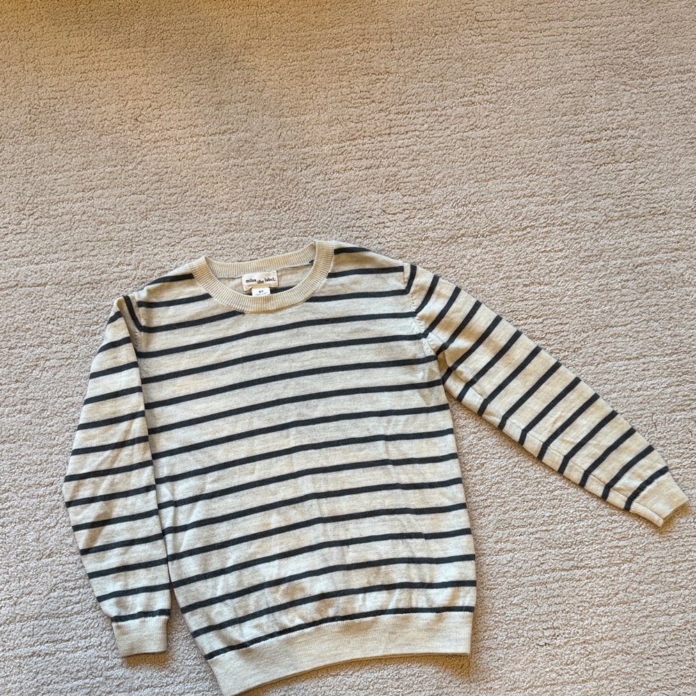 Cozy Striped Beige and Black Kids Sweater